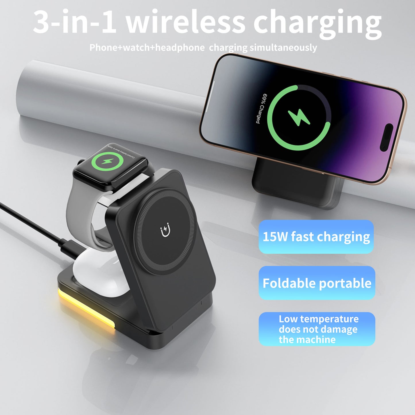 All-in-One 3-in-1 Wireless Charger Foldable, Fast & Travel-Ready Dewell X