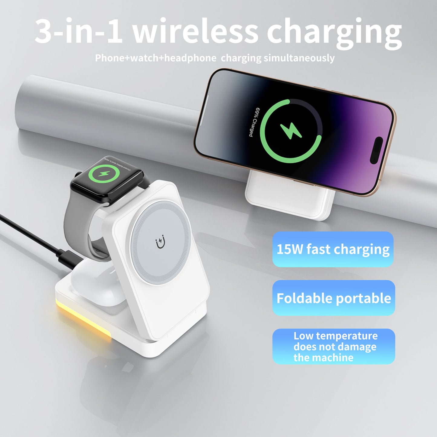 All-in-One 3-in-1 Wireless Charger Foldable, Fast & Travel-Ready Dewell X