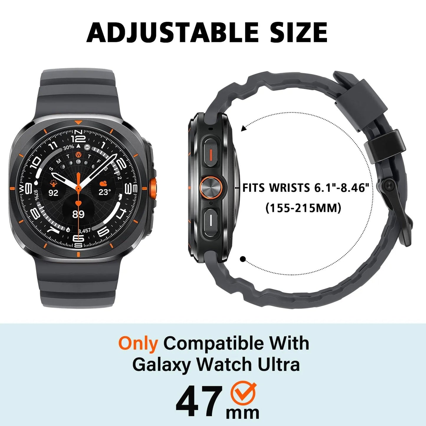 Rugged Silicone Sport Band for Galaxy Watch 20mm – No-Gap Fit, Waterproof Dewell X