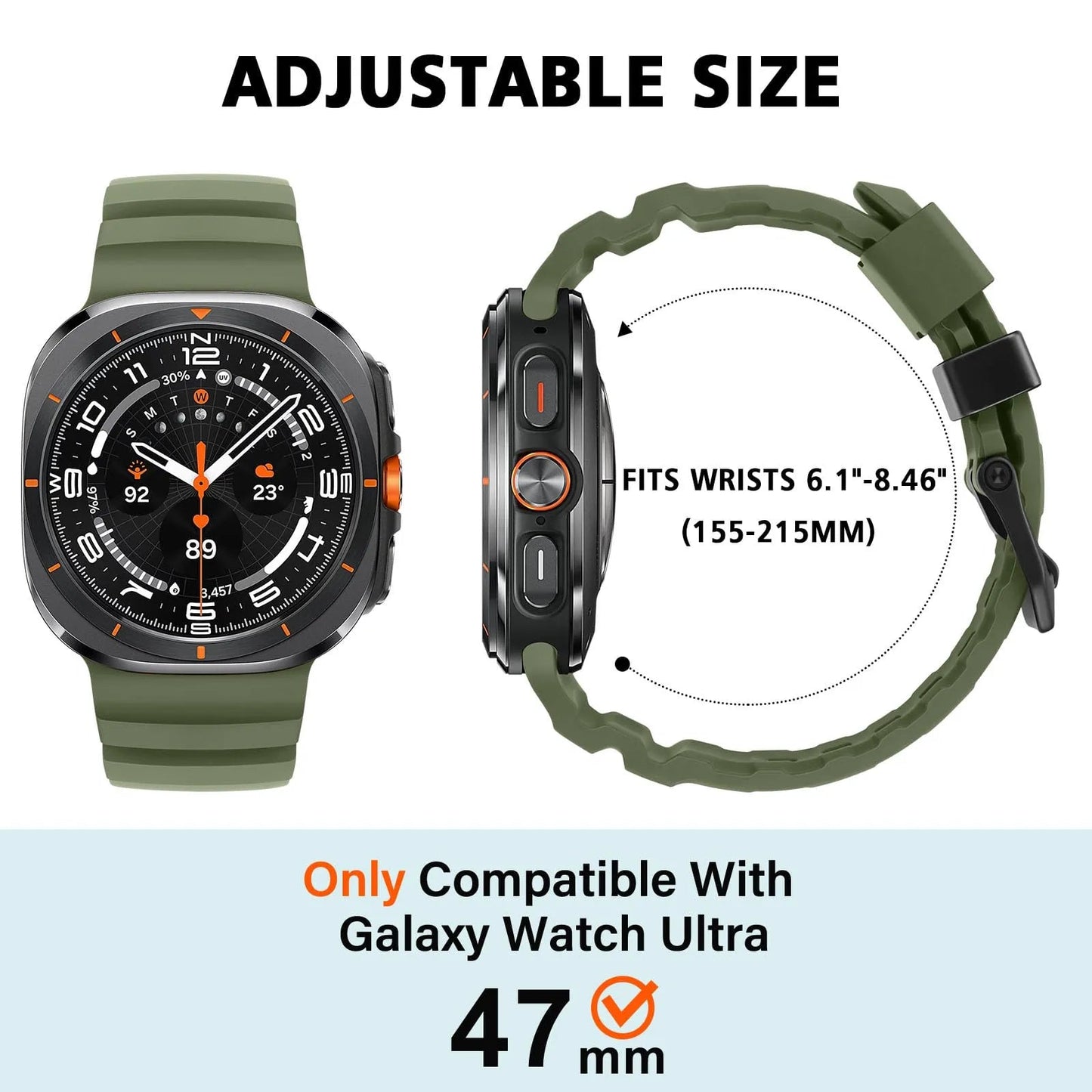 Rugged Silicone Sport Band for Galaxy Watch 20mm – No-Gap Fit, Waterproof Dewell X