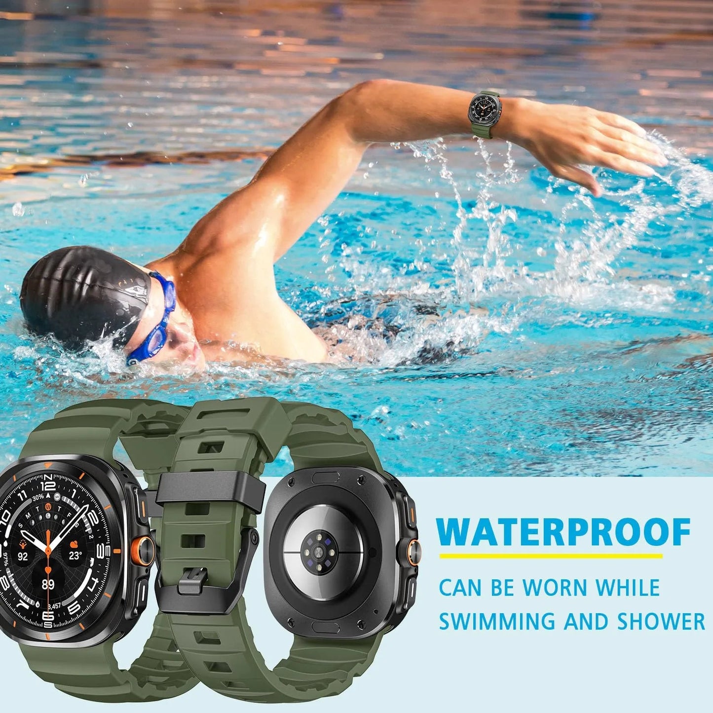 Rugged Silicone Sport Band for Galaxy Watch 20mm – No-Gap Fit, Waterproof Dewell X