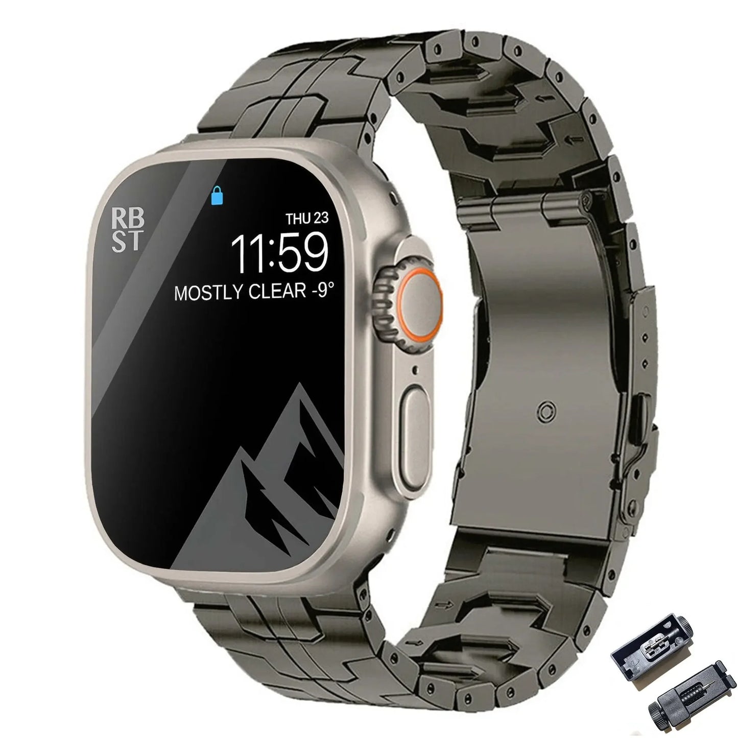 Titanium Metal Watchband For Apple Watch Ironman Basic Version Dark Gray Dewell X