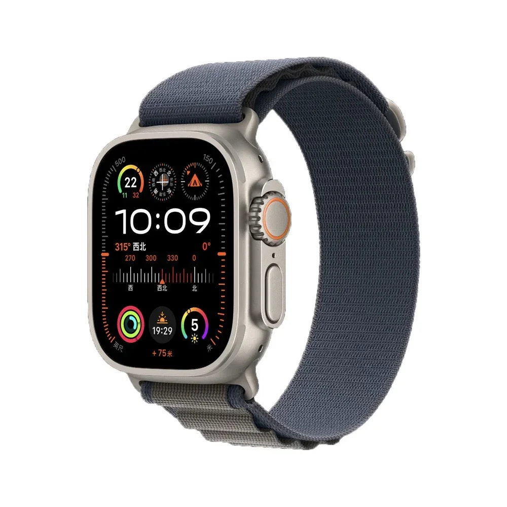 Stretch Alpine Loop Band for Apple Watch – Nylon D-Hook Strap Blue-Silver Adapter Dewell X