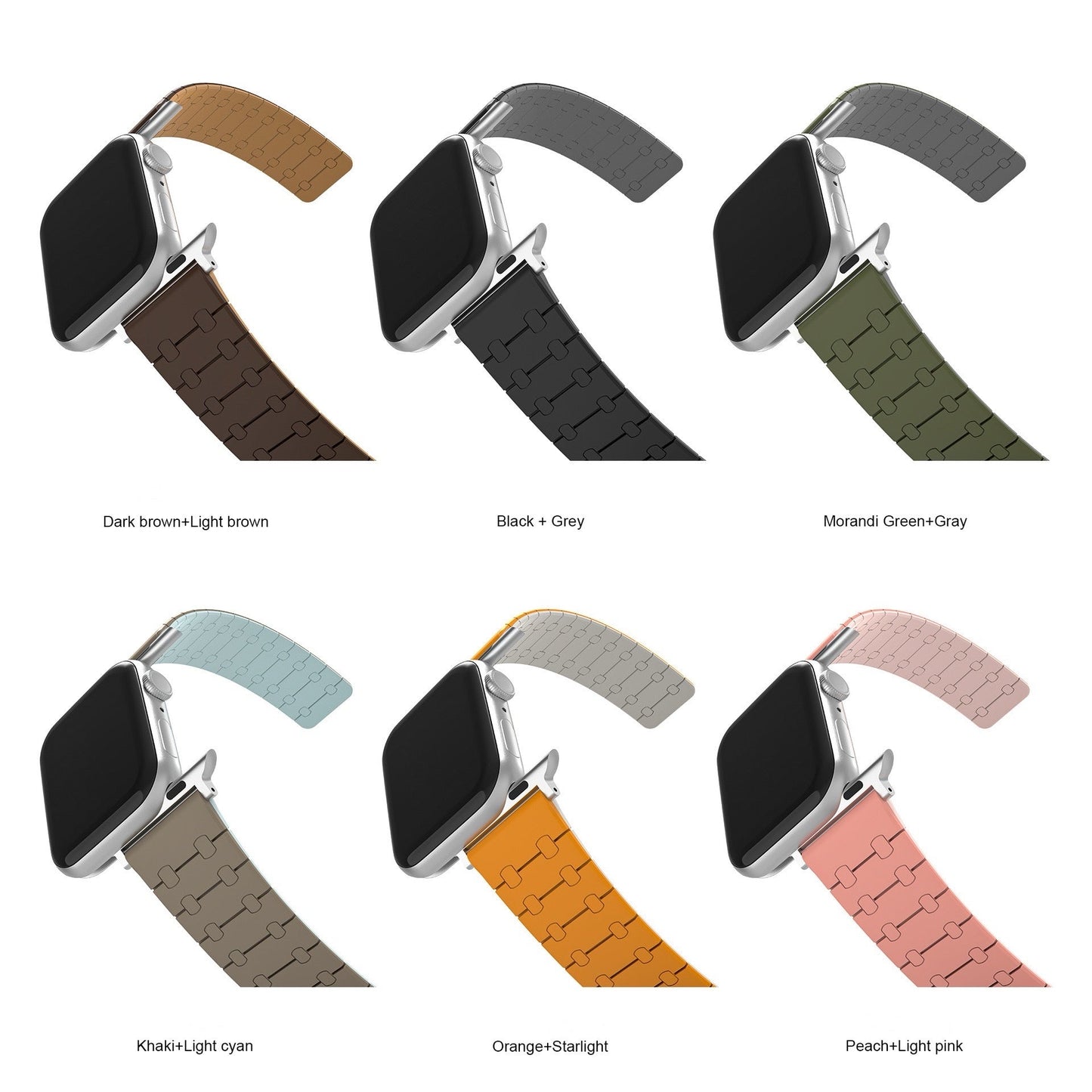 Color - blocking magnetic silicone apple watch strap - Dewell X