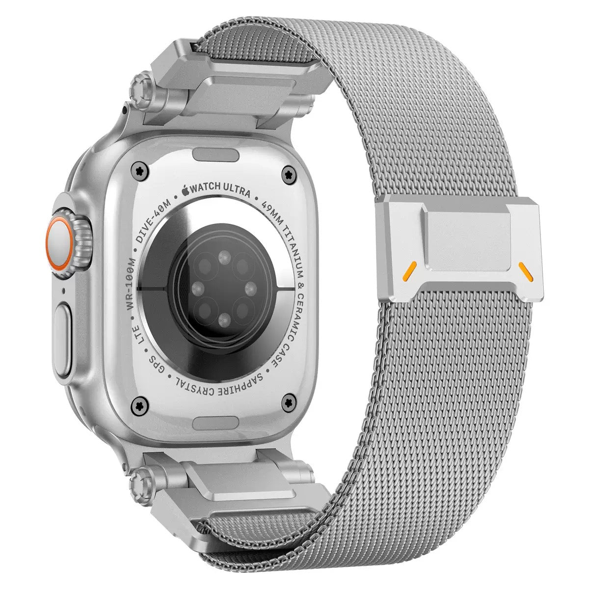 Tactical Milanese Loop Band for Apple Watch Silver 44 45 46 49mm Dewell X
