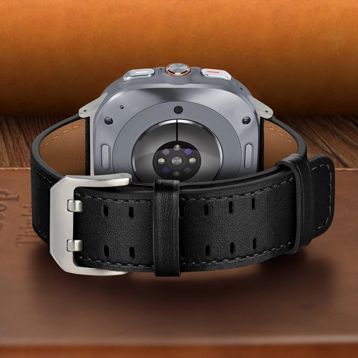 Double-Hole Genuine Leather Watch Strap for Samsung Galaxy Watch8/8c (40/44/46mm)/Watch8 Ultra (47mm) - 22mm Interface Sports Style Push Buckle, Multiple Colors Available Dewell X