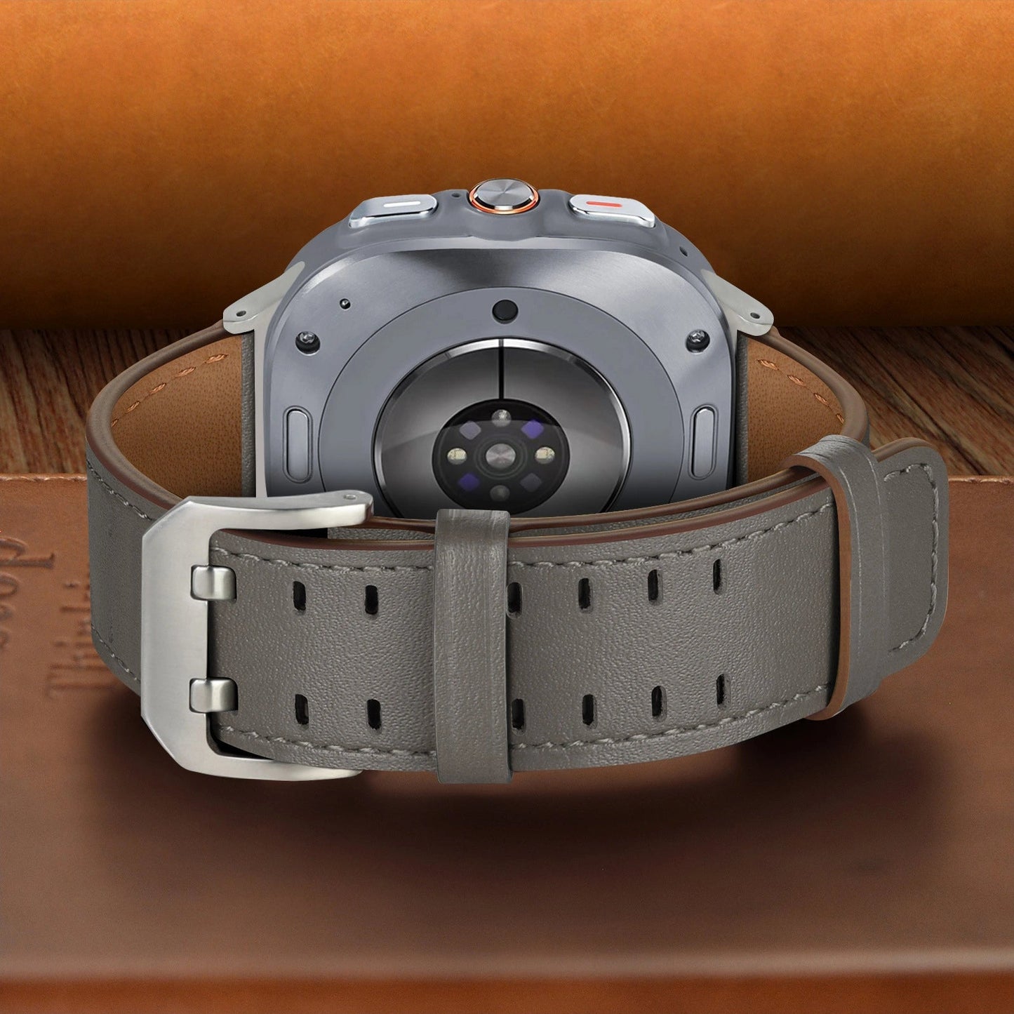 Double-Hole Genuine Leather Watch Strap for Samsung Galaxy Watch8/8c (40/44/46mm)/Watch8 Ultra (47mm) - 22mm Interface Sports Style Push Buckle, Multiple Colors Available Dewell X