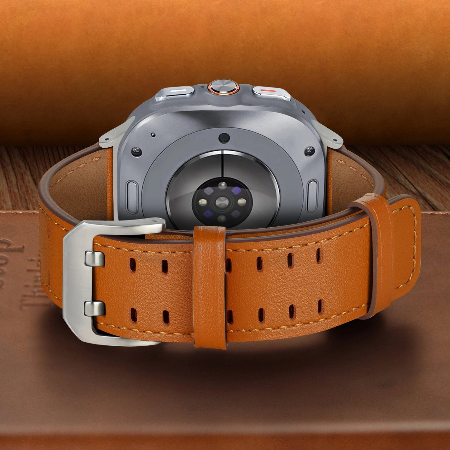 Double-Hole Genuine Leather Watch Strap for Samsung Galaxy Watch8/8c (40/44/46mm)/Watch8 Ultra (47mm) - 22mm Interface Sports Style Push Buckle, Multiple Colors Available Dewell X