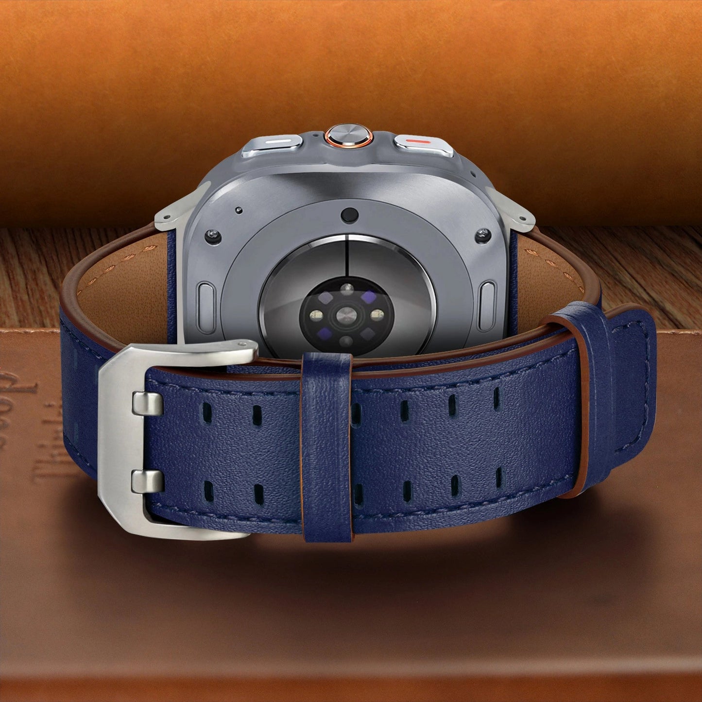 Double-Hole Genuine Leather Watch Strap for Samsung Galaxy Watch8/8c (40/44/46mm)/Watch8 Ultra (47mm) - 22mm Interface Sports Style Push Buckle, Multiple Colors Available Dewell X
