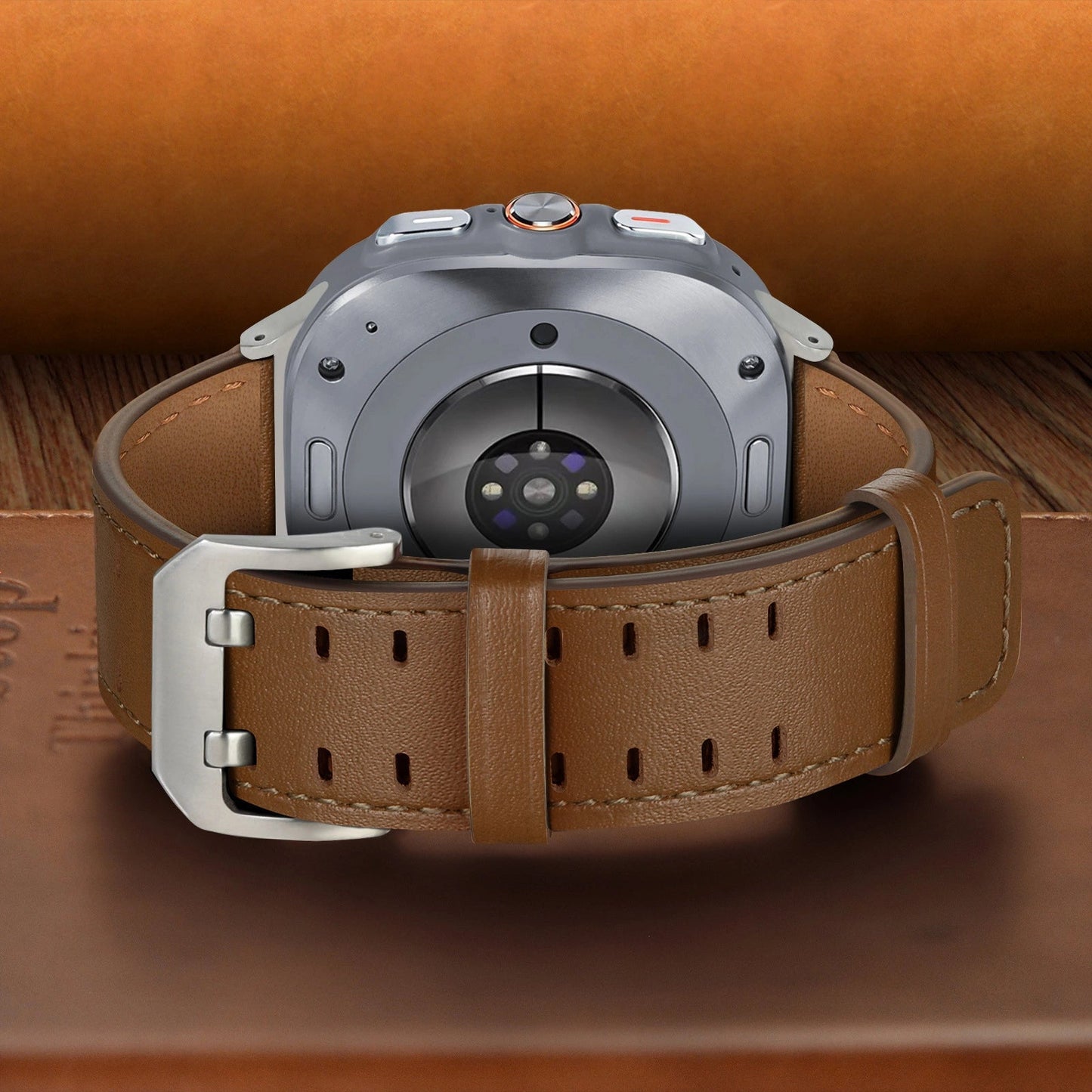 Double-Hole Genuine Leather Watch Strap for Samsung Galaxy Watch8/8c (40/44/46mm)/Watch8 Ultra (47mm) - 22mm Interface Sports Style Push Buckle, Multiple Colors Available Dewell X