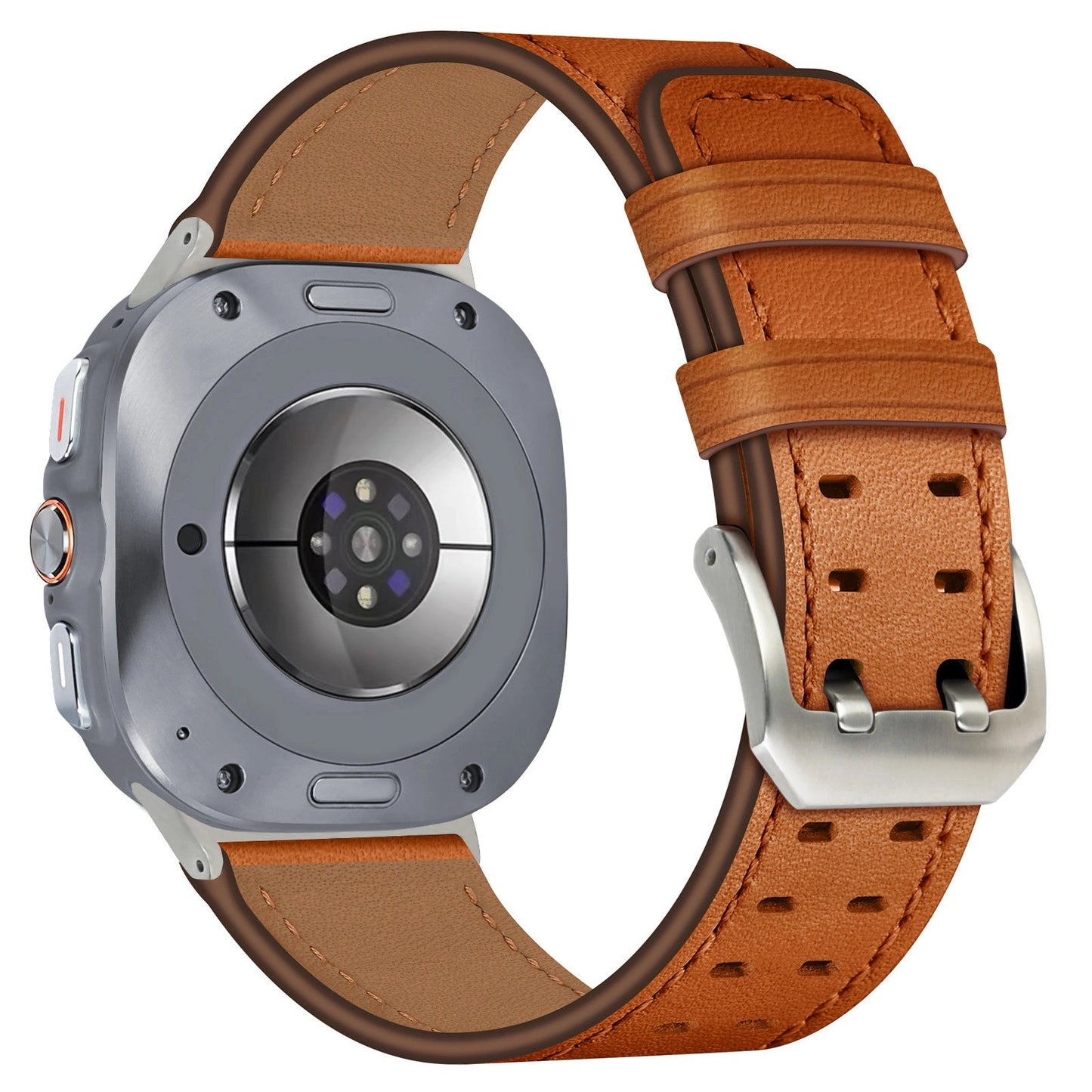 Double-Hole Genuine Leather Watch Strap for Samsung Galaxy Watch8/8c (40/44/46mm)/Watch8 Ultra (47mm) - 22mm Interface Sports Style Push Buckle, Multiple Colors Available Dewell X