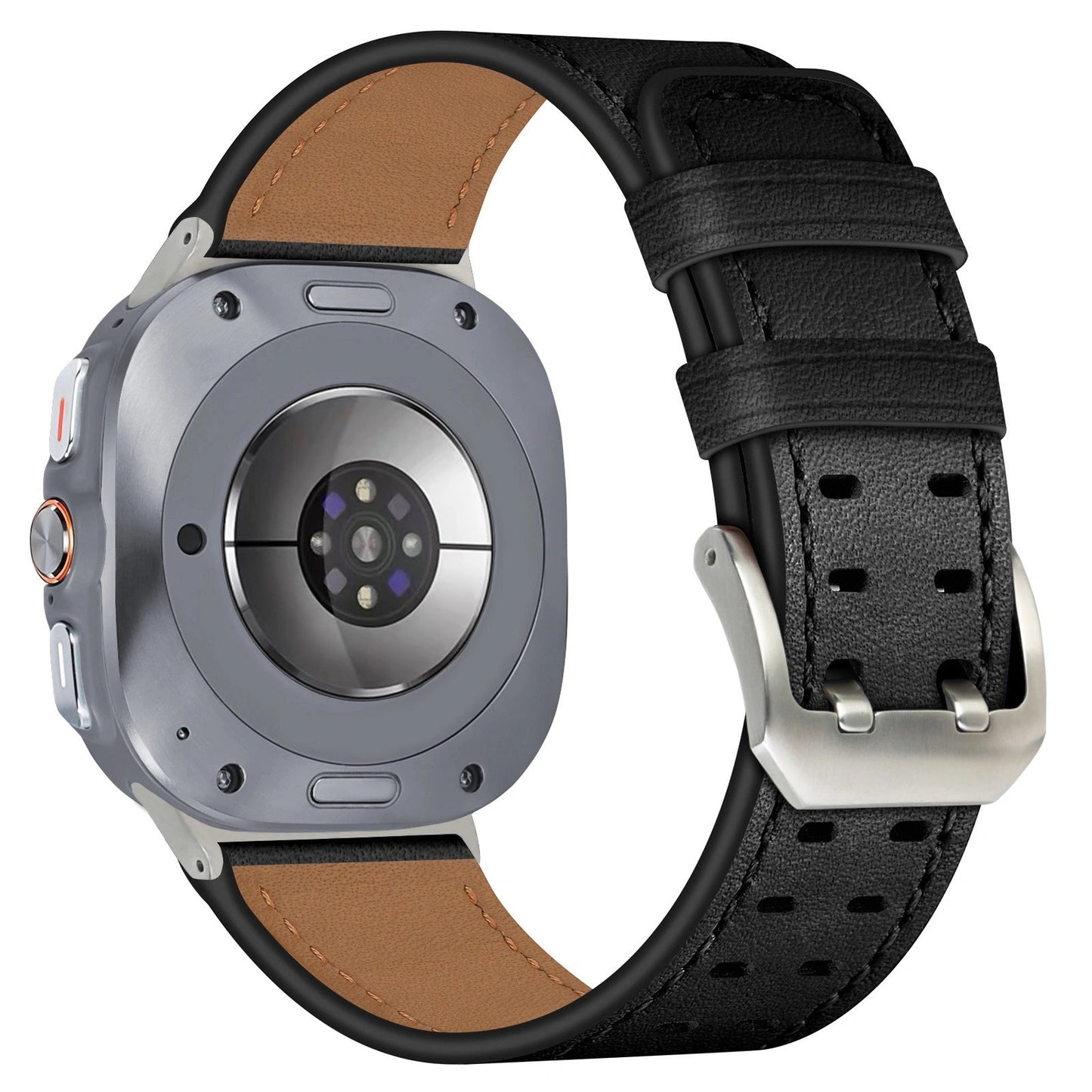 Double-Hole Genuine Leather Watch Strap for Samsung Galaxy Watch8/8c (40/44/46mm)/Watch8 Ultra (47mm) - 22mm Interface Sports Style Push Buckle, Multiple Colors Available Dewell X
