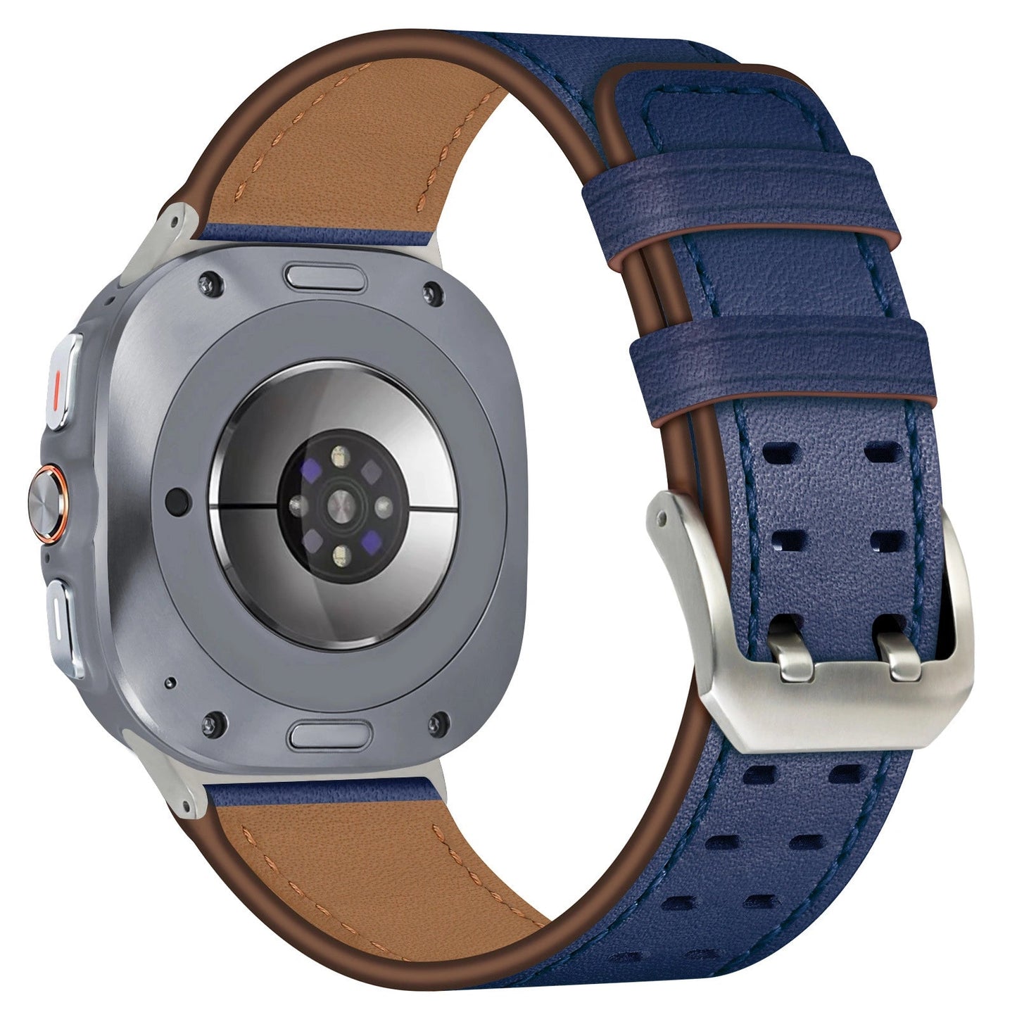 Double-Hole Genuine Leather Watch Strap for Samsung Galaxy Watch8/8c (40/44/46mm)/Watch8 Ultra (47mm) - 22mm Interface Sports Style Push Buckle, Multiple Colors Available Dewell X