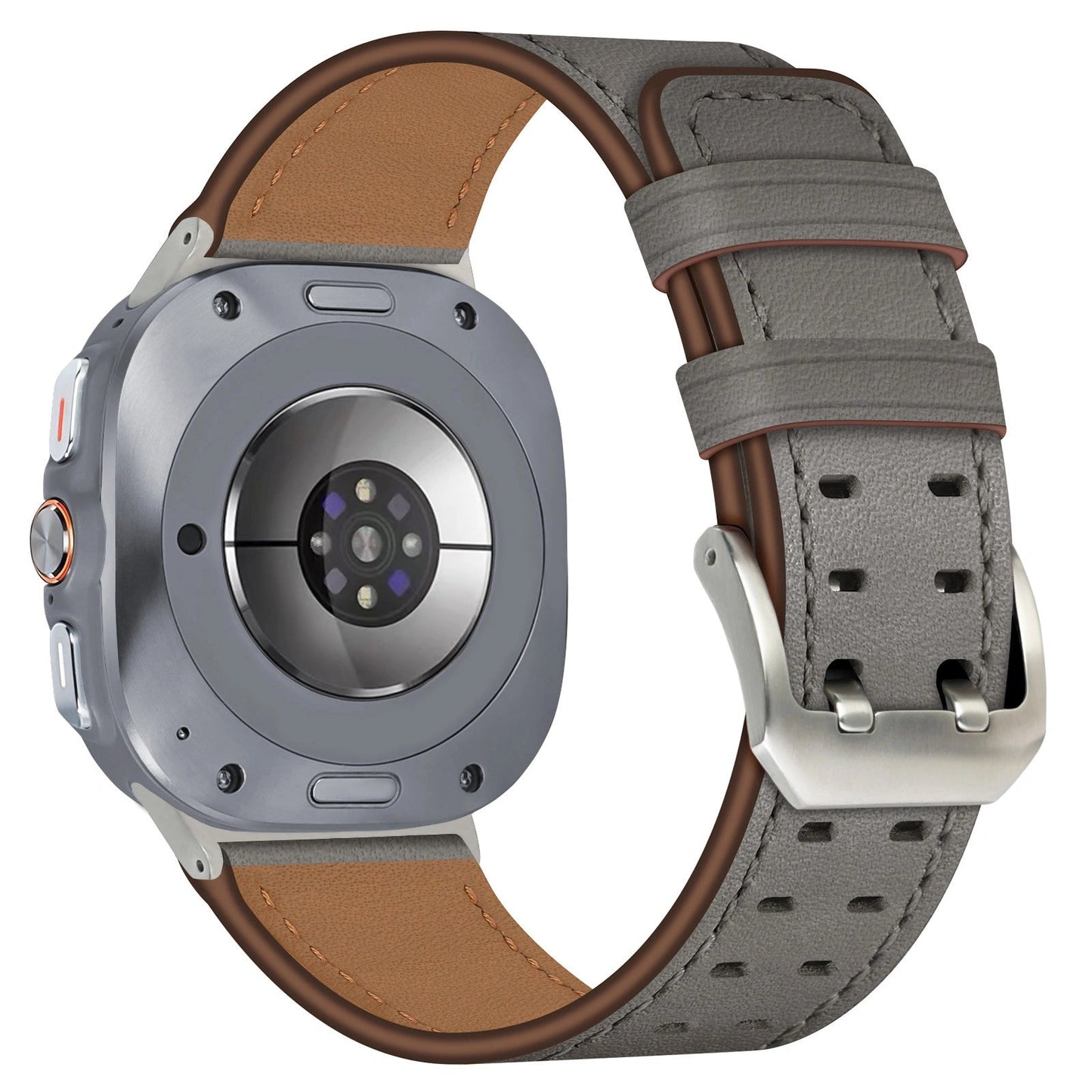 Double-Hole Genuine Leather Watch Strap for Samsung Galaxy Watch8/8c (40/44/46mm)/Watch8 Ultra (47mm) - 22mm Interface Sports Style Push Buckle, Multiple Colors Available Dewell X