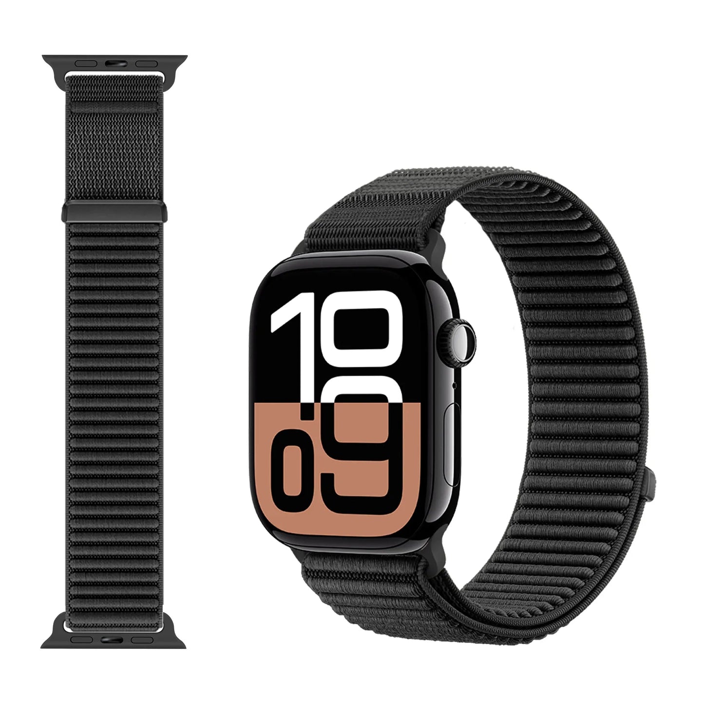 Wilderness Mountain Nylon Strap for Apple Watch – Breathable Woven Band with Buckle (38–49mm) Dewell X