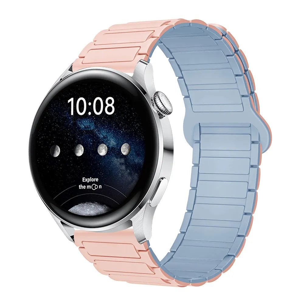 Magnetic Silicone Watch Band for Galaxy Watch – Dual-Color, 20mm Strap Dewell X