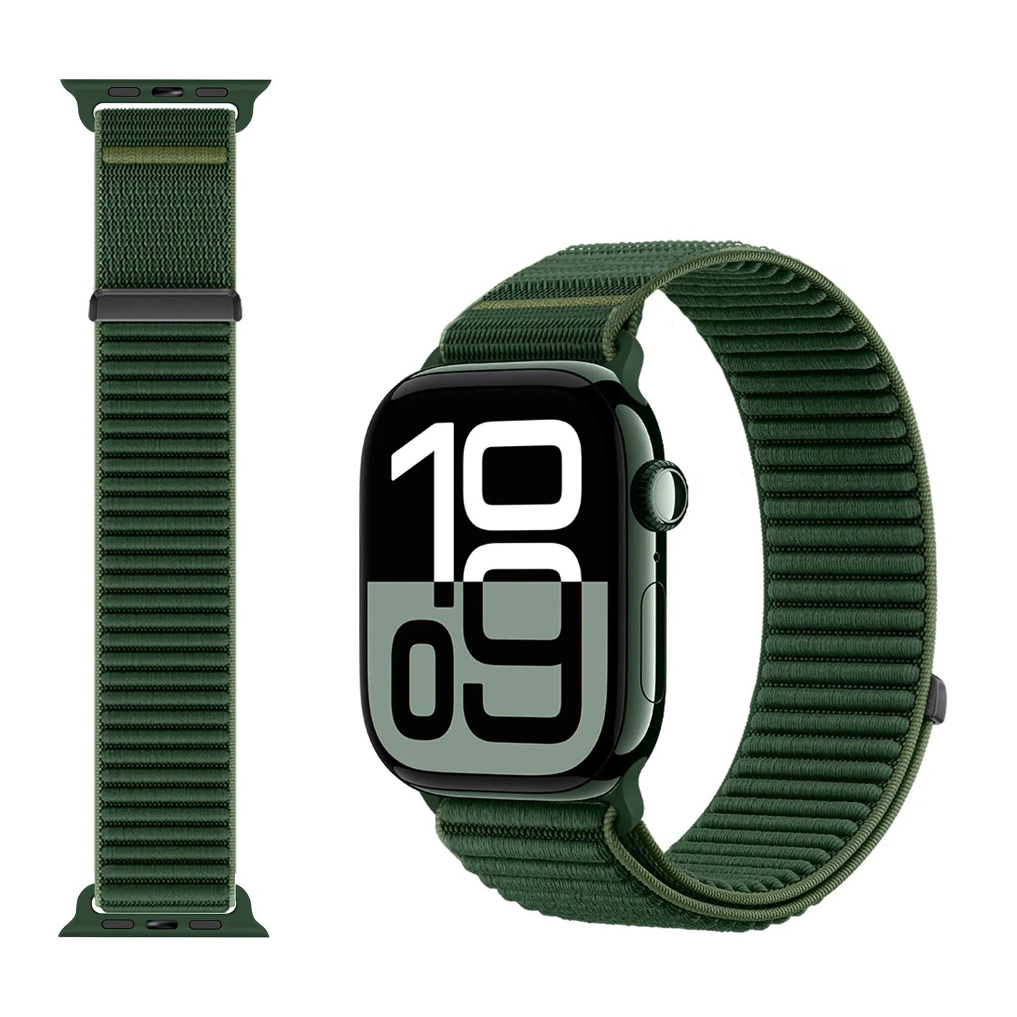 Wilderness Mountain Nylon Strap for Apple Watch – Breathable Woven Band with Buckle (38–49mm) Dewell X