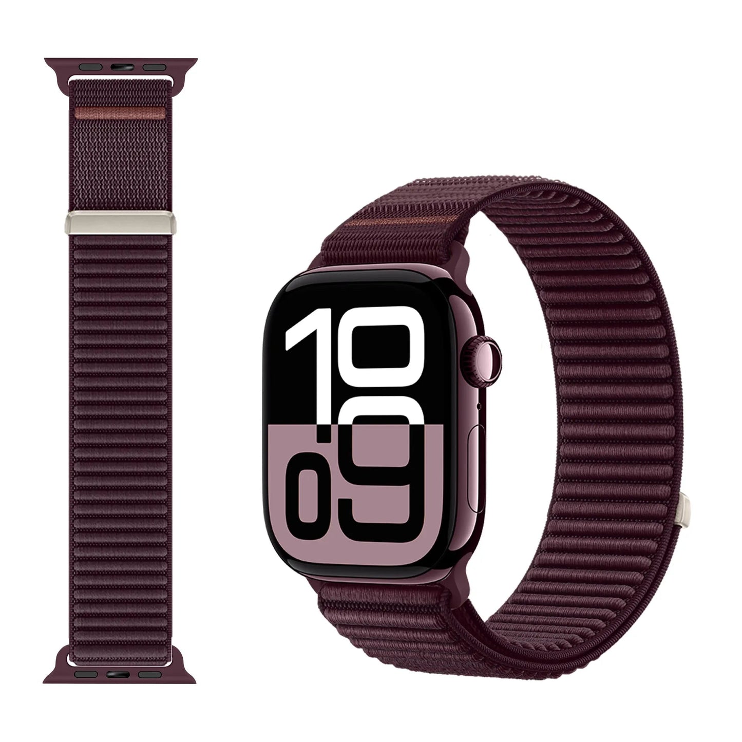 Wilderness Mountain Nylon Strap for Apple Watch – Breathable Woven Band with Buckle (38–49mm) Dewell X