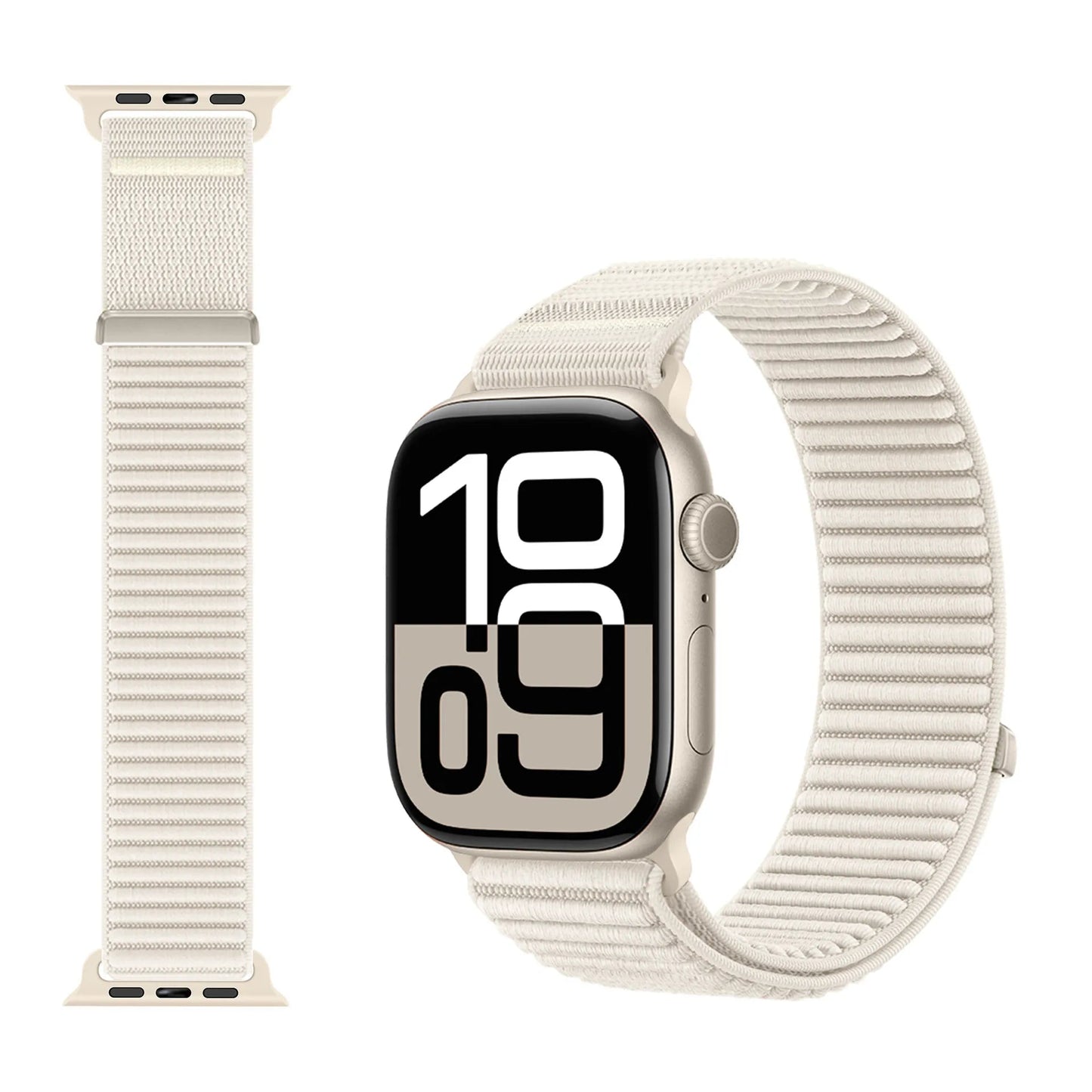 Wilderness Mountain Nylon Strap for Apple Watch – Breathable Woven Band with Buckle (38–49mm) Dewell X