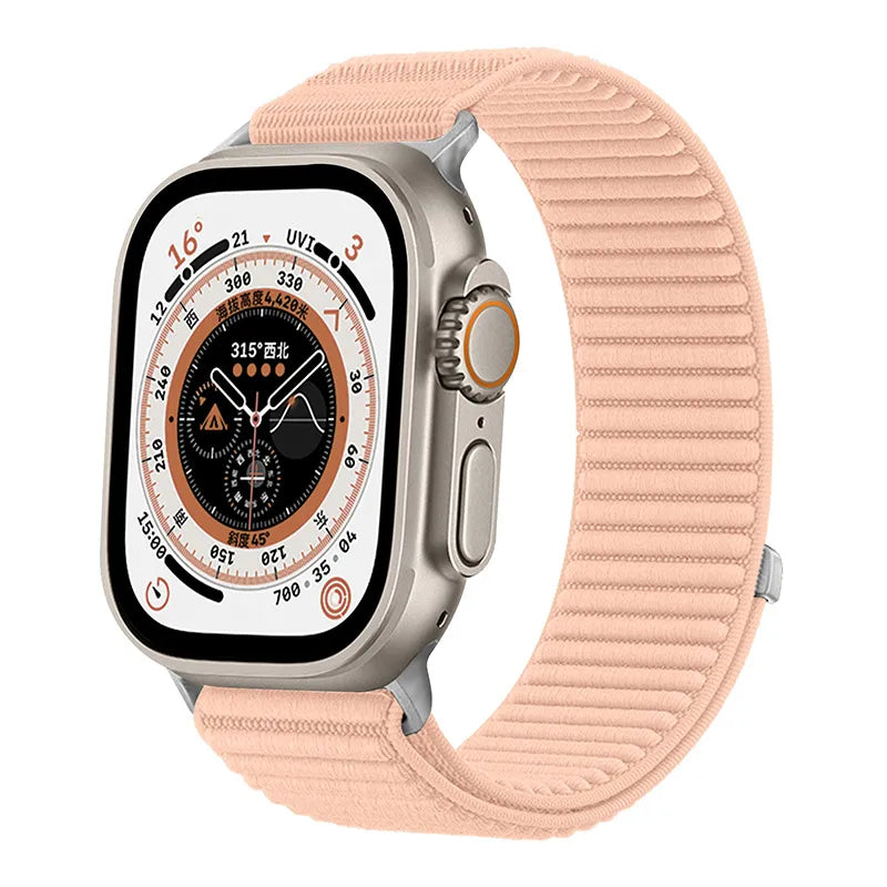Wilderness Mountain Nylon Strap for Apple Watch – Breathable Woven Band with Buckle (38–49mm) Dewell X
