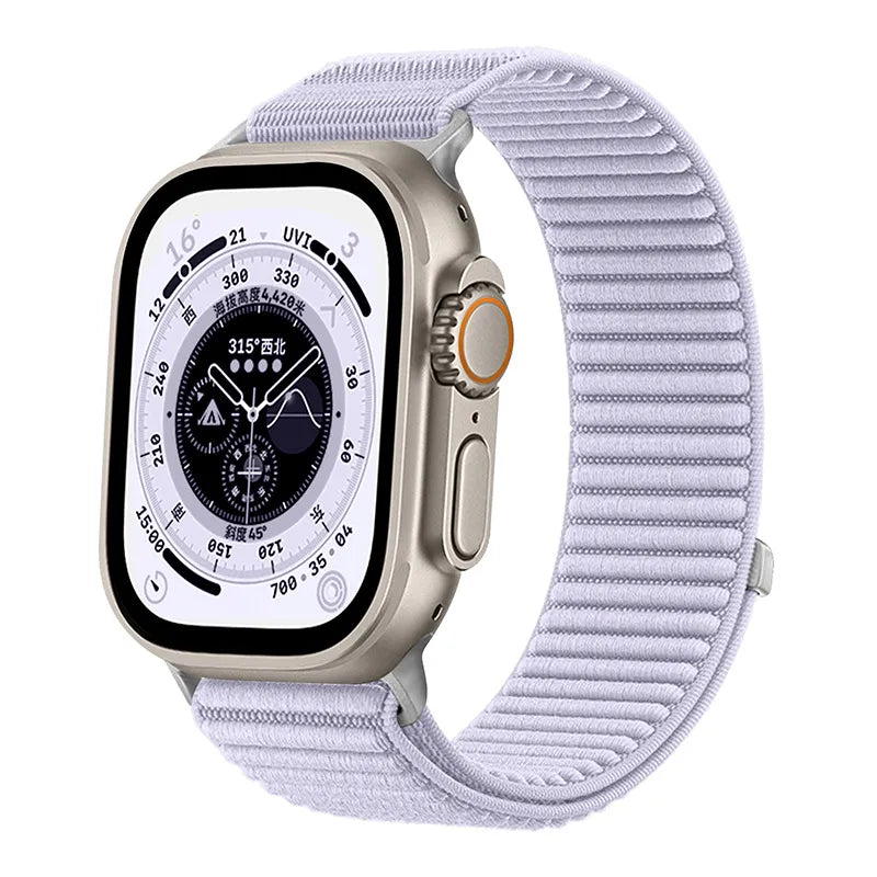 Wilderness Mountain Nylon Strap for Apple Watch – Breathable Woven Band with Buckle (38–49mm) Dewell X