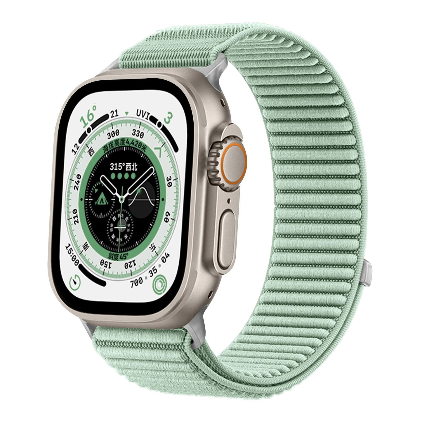Wilderness Mountain Nylon Strap for Apple Watch – Breathable Woven Band with Buckle (38–49mm) Dewell X