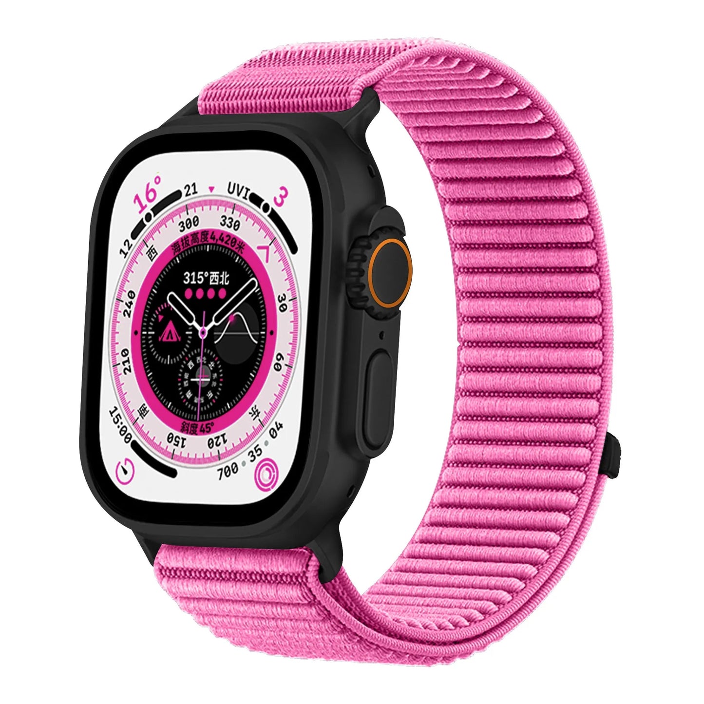 Wilderness Mountain Nylon Strap for Apple Watch – Breathable Woven Band with Buckle (38–49mm) Dewell X