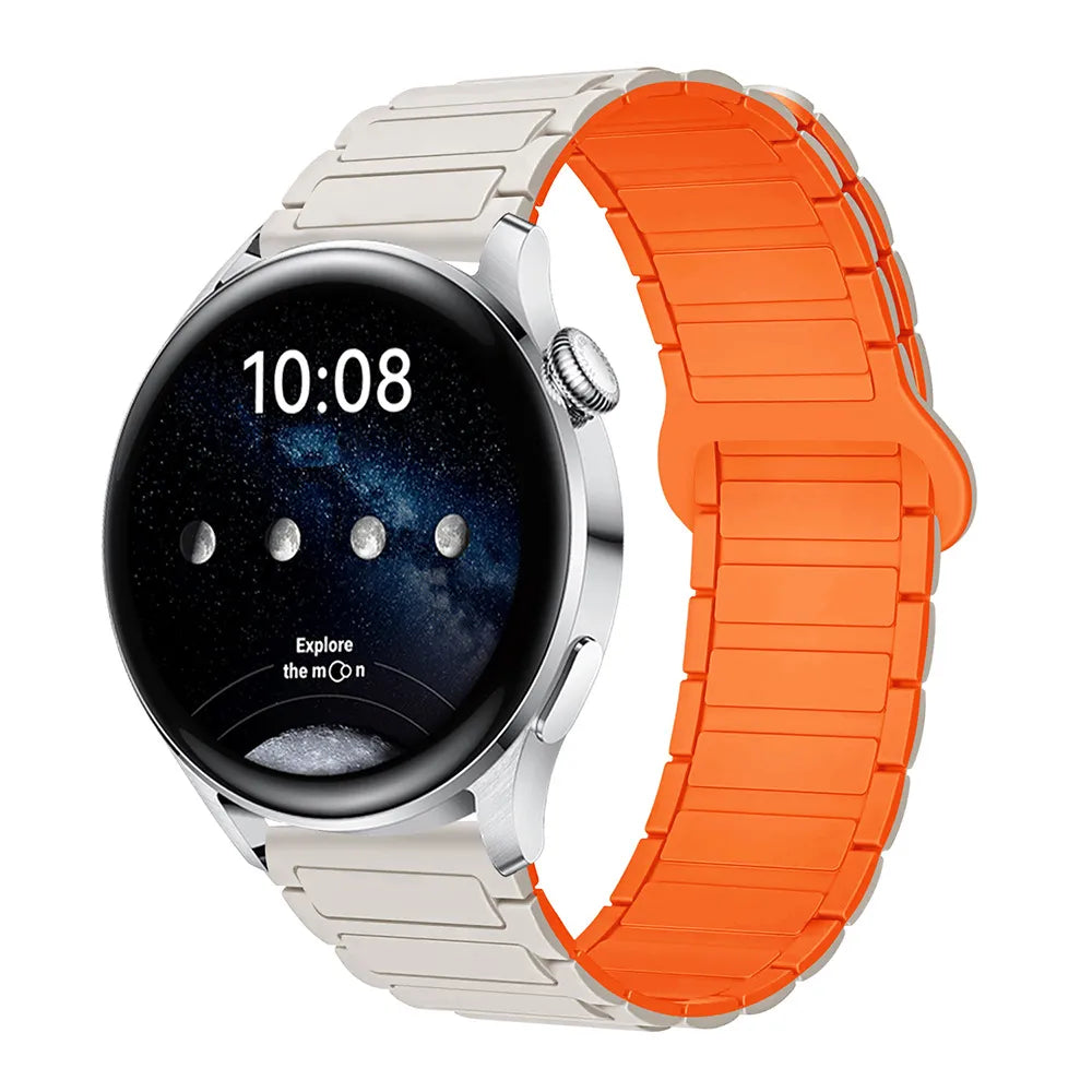 Magnetic Silicone Watch Band for Galaxy Watch – Dual-Color, 20mm Strap Dewell X