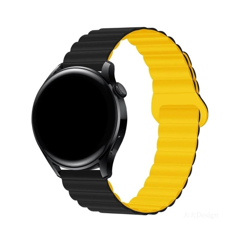 Silicone Magnetic Strap, Universal For Samsung Watch6, 20/22mm Watch Strap Black Yellow Dewell X