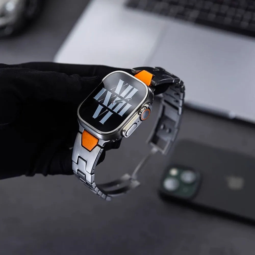 Grand H Titanium Orange Modular Band for Apple Watch 44-49mm Dewell X