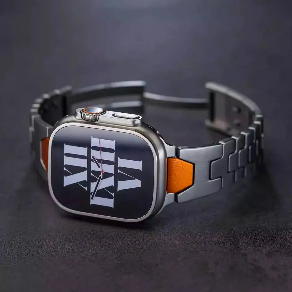 Grand H Titanium Orange Modular Band for Apple Watch 44-49mm Dewell X