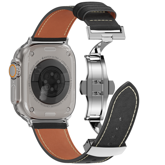 Affordable Genuine Leather Butterfly Buckle Band for Apple Watch - Dewell X