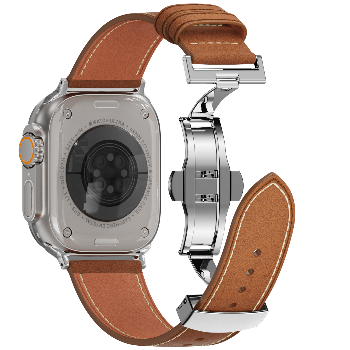 New Leather Butterfly Buckle Band For Apple Watch Sleek Silver Buckle Dewell X