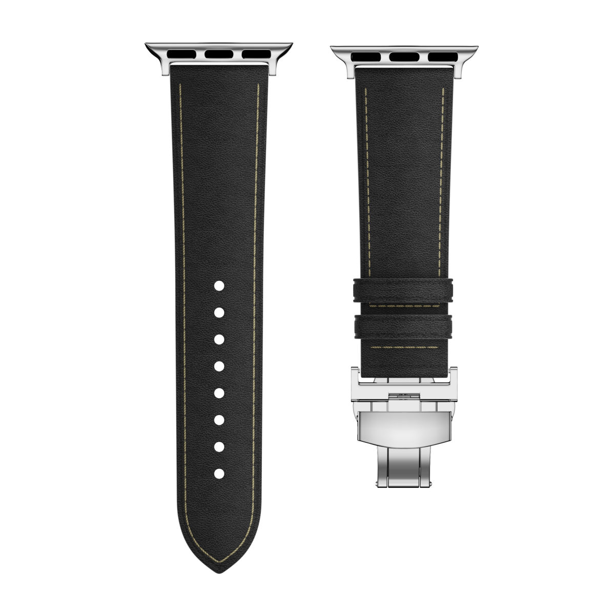 New Leather Butterfly Buckle Band For Apple Watch Sleek Silver Buckle Dewell X
