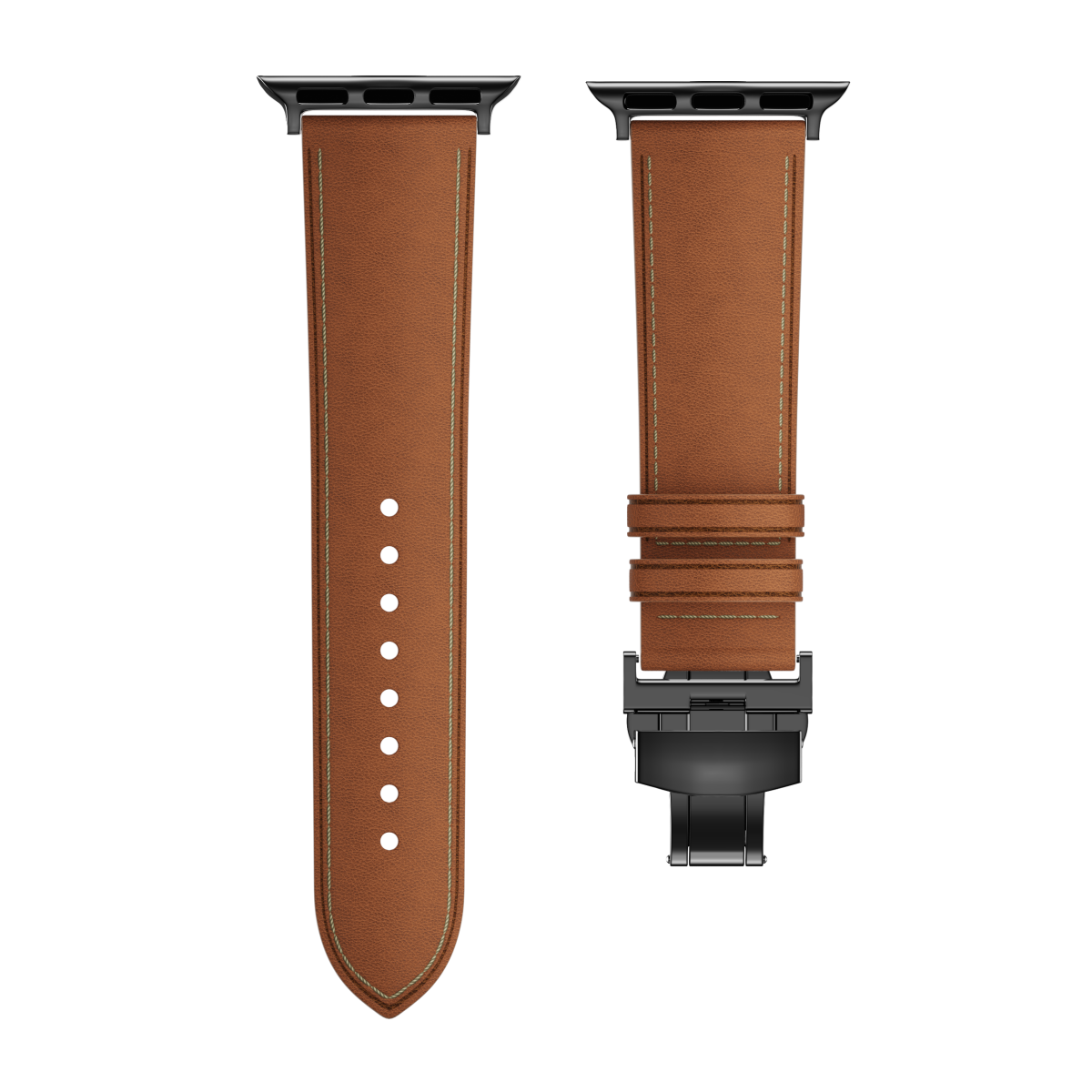 New Leather Butterfly Buckle Band for Apple Watch ⚫️ Sleek Black Buckle Dewell X