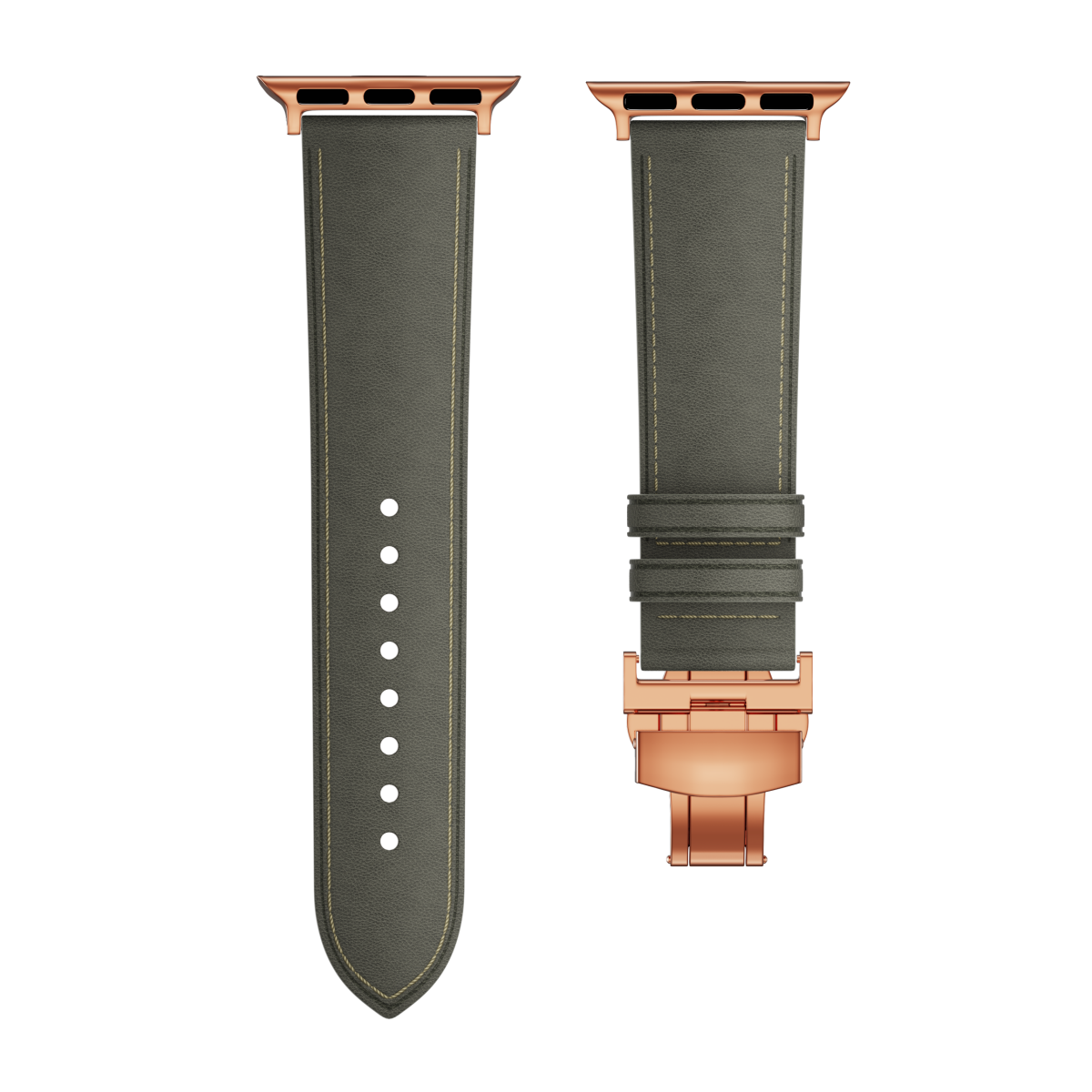 Genuine Leather Butterfly Clasp Band for Apple Watch,Rose Gold - Dewell X