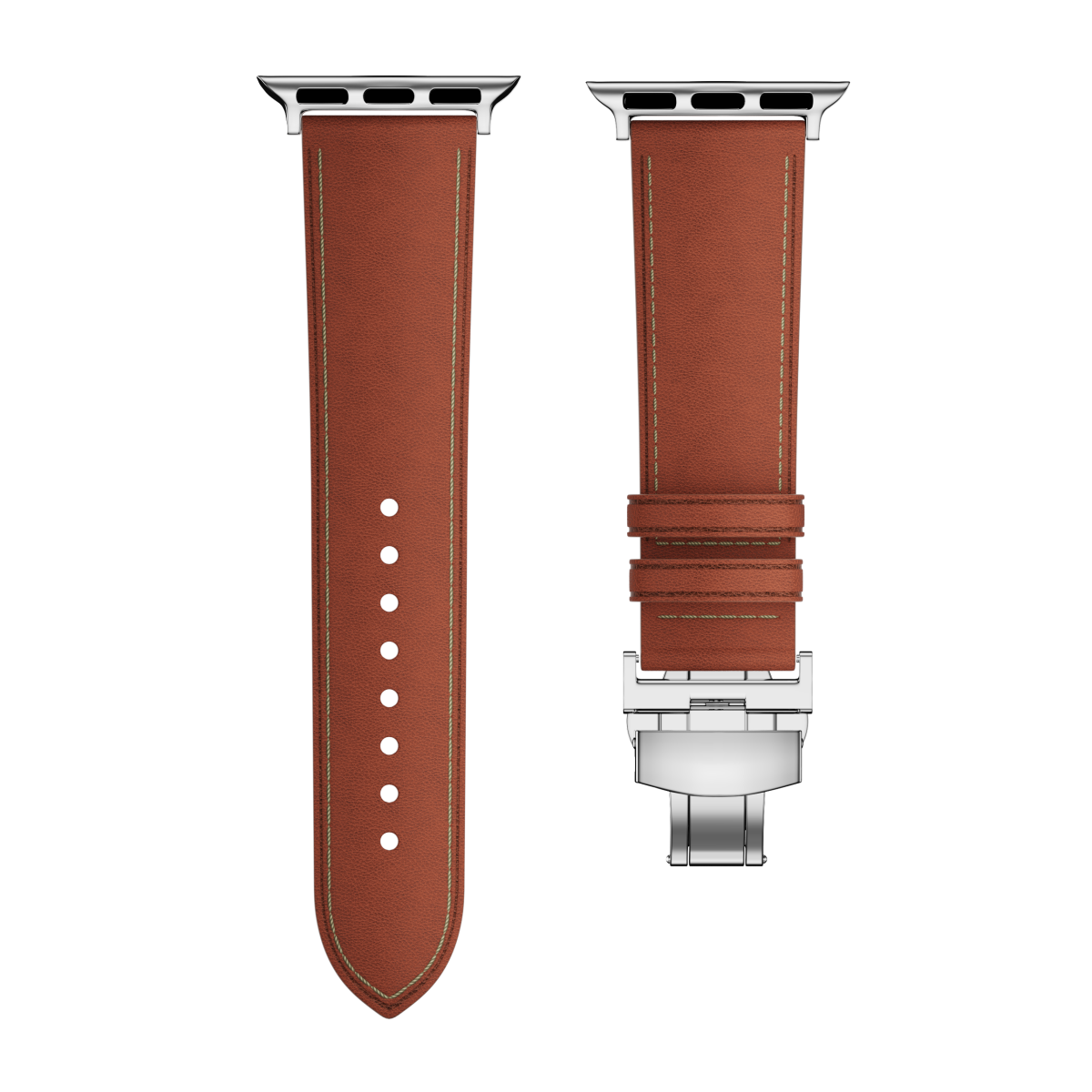 New Leather Butterfly Buckle Band For Apple Watch Sleek Silver Buckle Dewell X