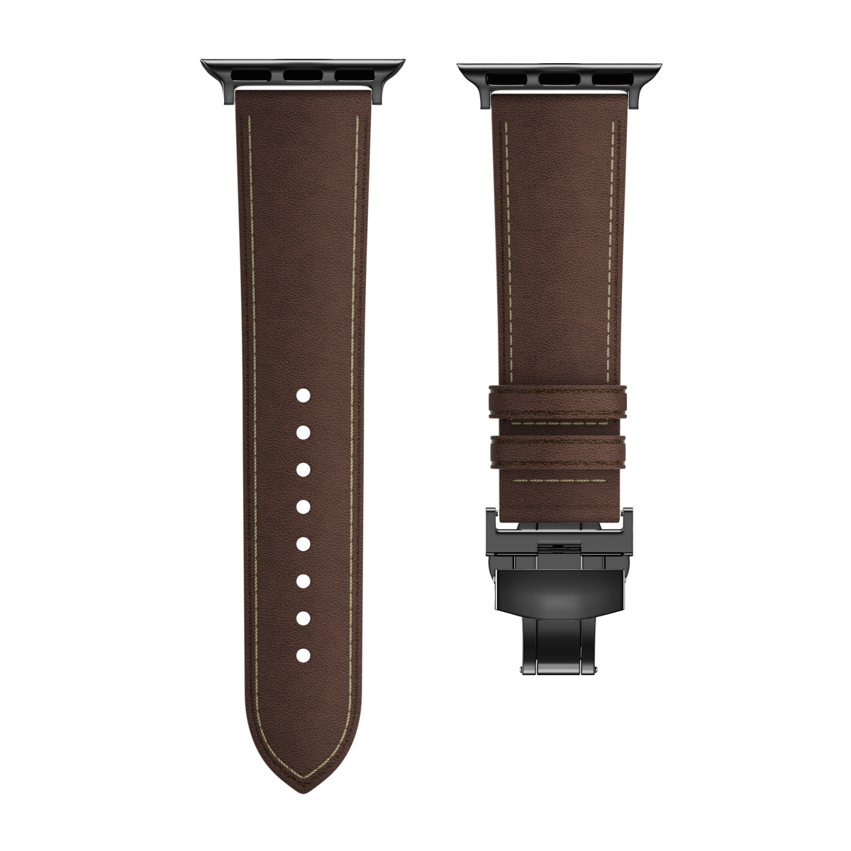 New Leather Butterfly Buckle Band for Apple Watch ⚫️ Sleek Black Buckle Dewell X