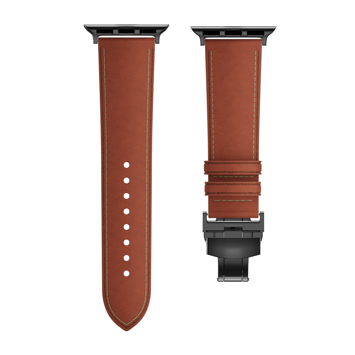 New Leather Butterfly Buckle Band for Apple Watch ⚫️ Sleek Black Buckle Dewell X