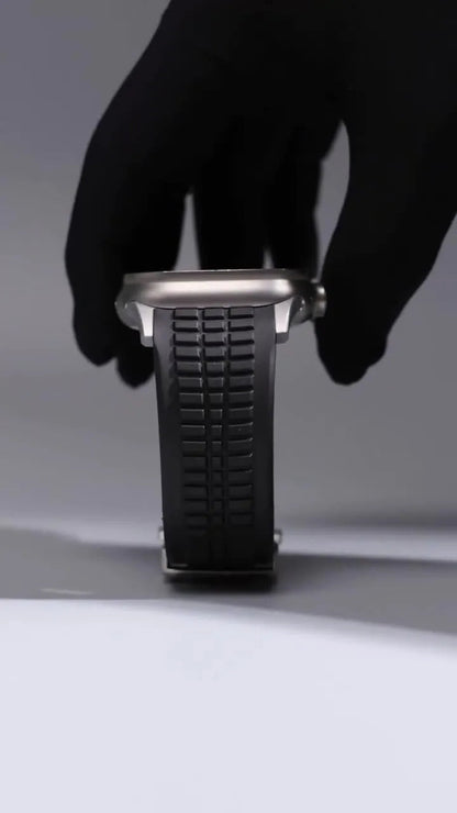New fluororubber dual press-button watch strap suitable for Apple Watch models 10, 9, 8, 7, 6, 5, SE, Ultra, Series 2, and Series 1 Dewell X