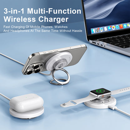 3-in-1 Wireless Charger Ring Stand  Fast, Foldable & Stylish Dewell X