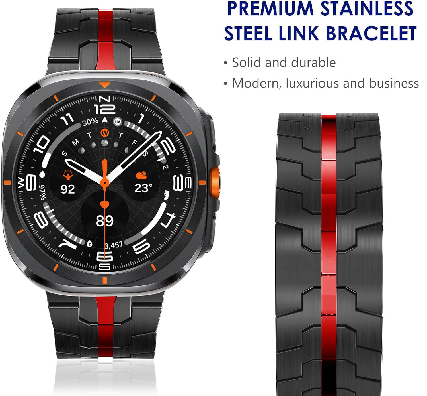 Samsung Watch7 Ultra titanium-colored strap, Iron Man butterfly buckle metal stainless steel strap. Dewell X