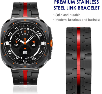 Samsung Watch7 Ultra titanium-colored strap, Iron Man butterfly buckle metal stainless steel strap. Dewell X
