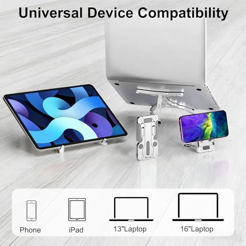 Ultimate 3-in-1 Foldable Workstation: Heavy-Duty Aluminum Stand for Desk Organization & Cooling Dewell X