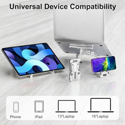 Ultimate 3-in-1 Foldable Workstation: Heavy-Duty Aluminum Stand for Desk Organization & Cooling Dewell X