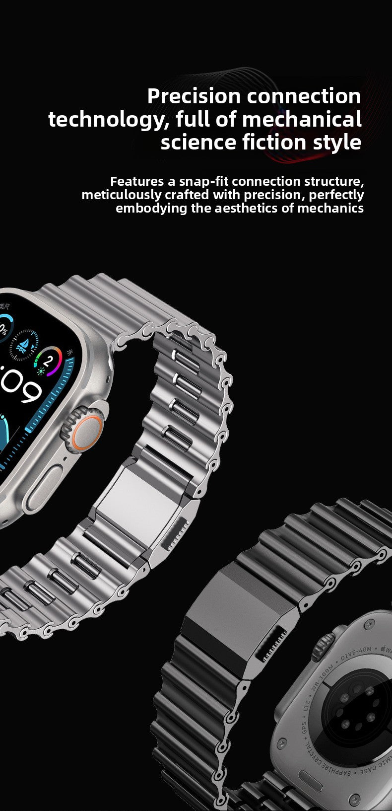 Premium Stainless Steel Ocean Band for Apple Watch - Scratch-Resistant Magnetic Link Bracelet