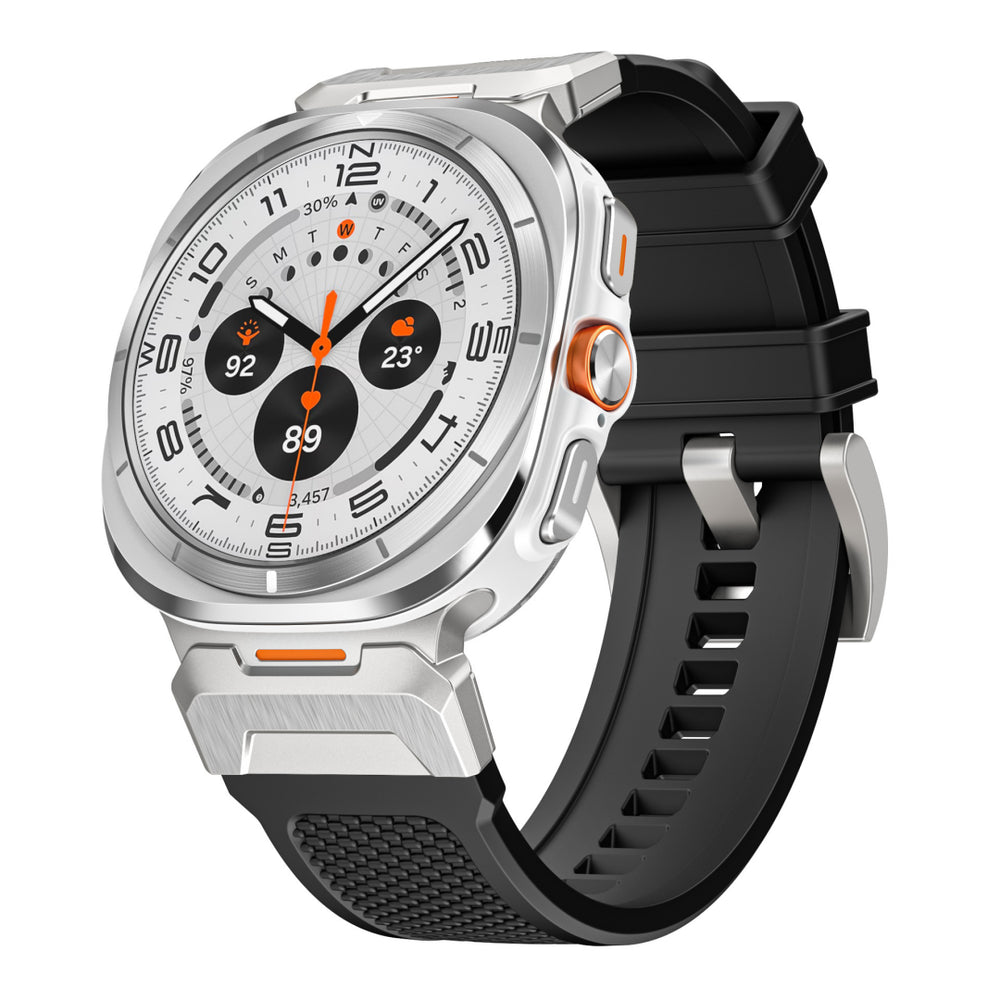 Tactical Silicone Band For Galaxy Watch Ultra Black Band Galaxy 7Ultra 8Ultra Silver Dewell X
