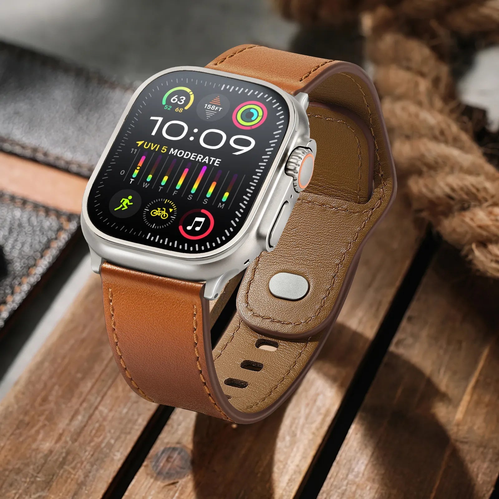 Top-grain cowhide strap Ultra model Star Hao new version suitable for Apple Watch 10 Dewell X