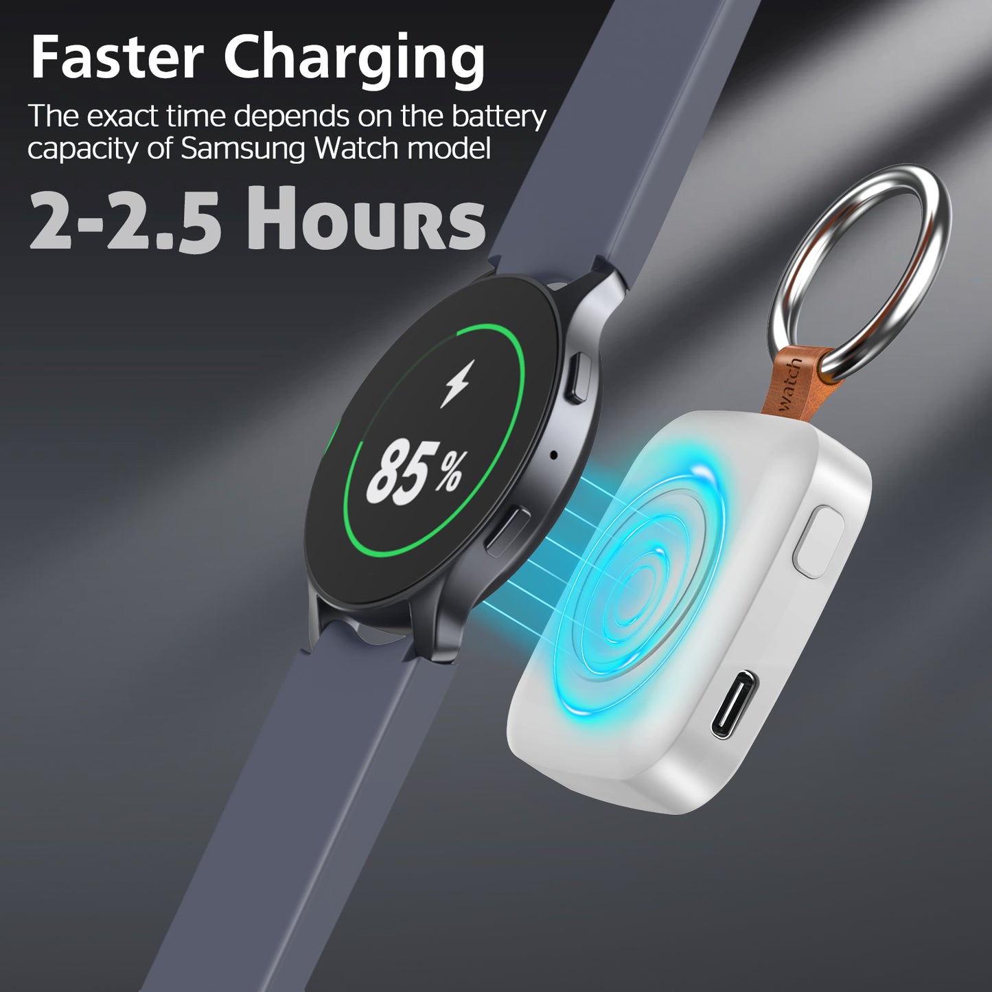 Portable Smartwatch Charger | 1200mAh Keychain Power Bank | Wireless Travel Charging Companion Dewell X