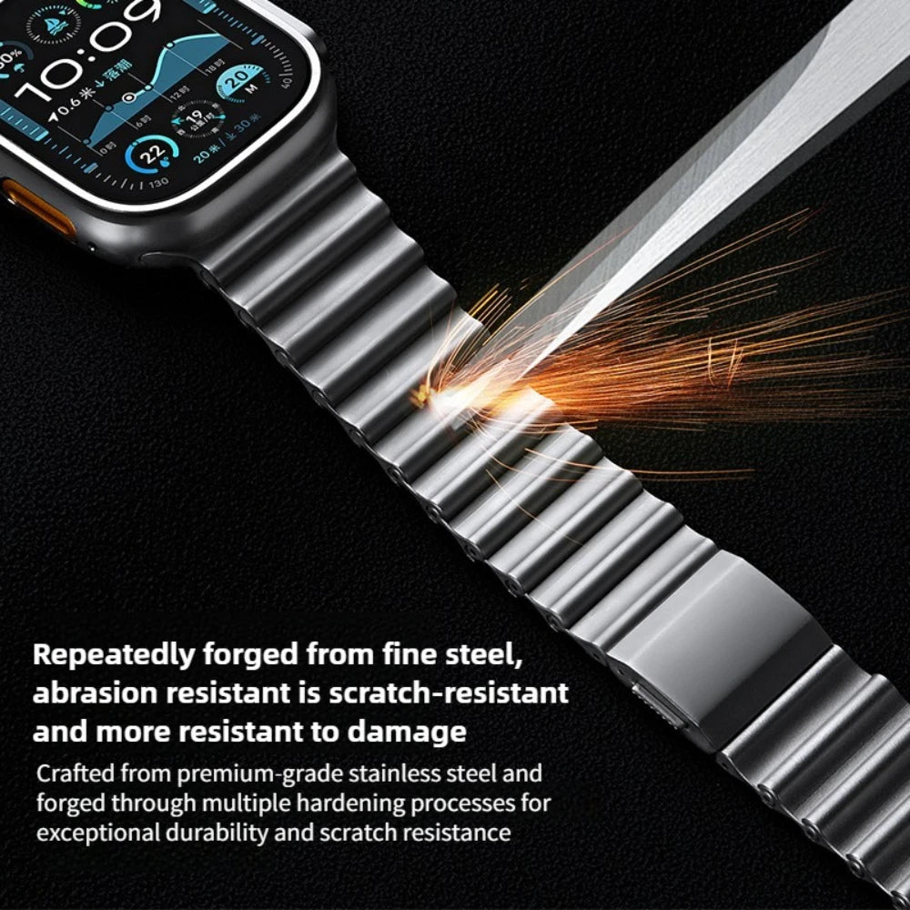 Premium Stainless Steel Ocean Band for Apple Watch - Scratch-Resistant Magnetic Link Bracelet
